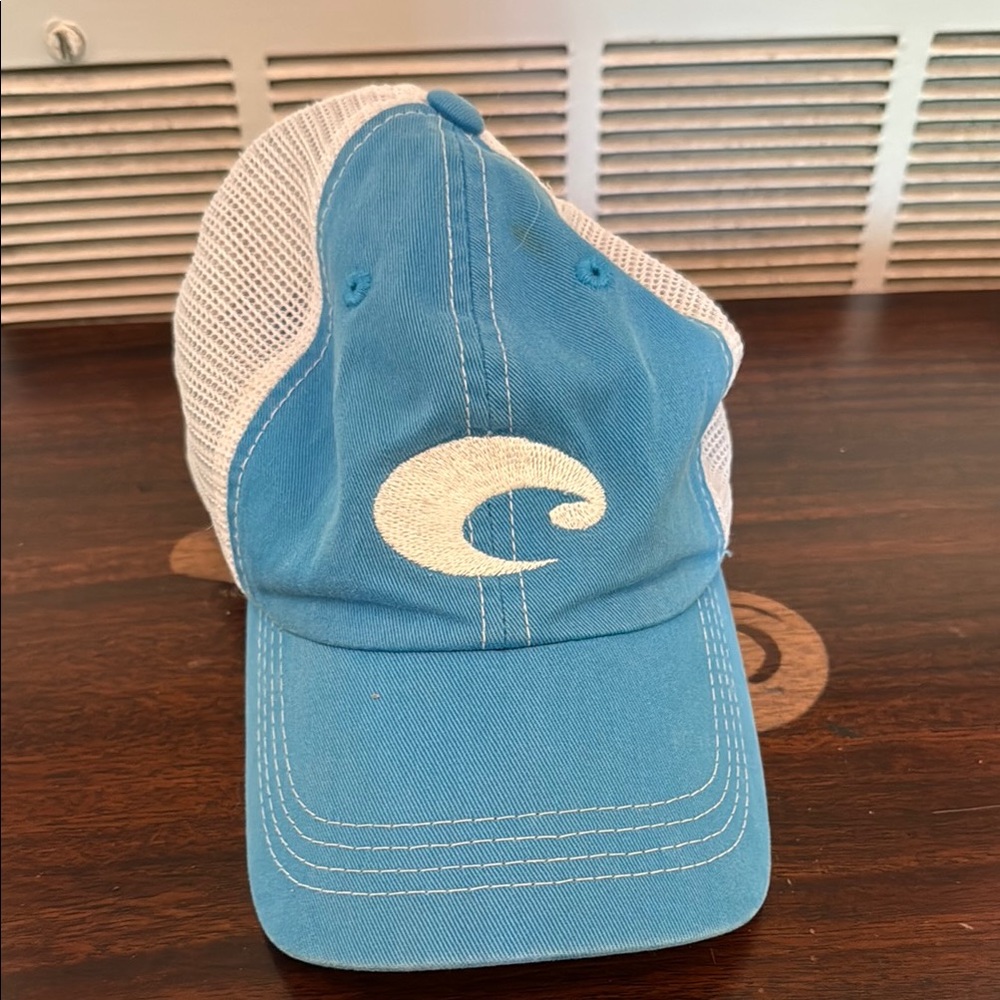 Blue and White Mesh Trucker Hat